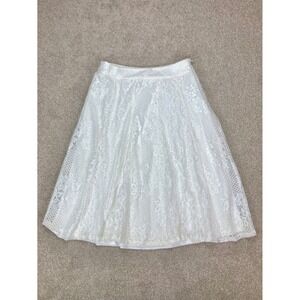 Cato Floral Lace Midi Skirt Size 6 White Festival Boho Fairy Whimsigoth Coquette